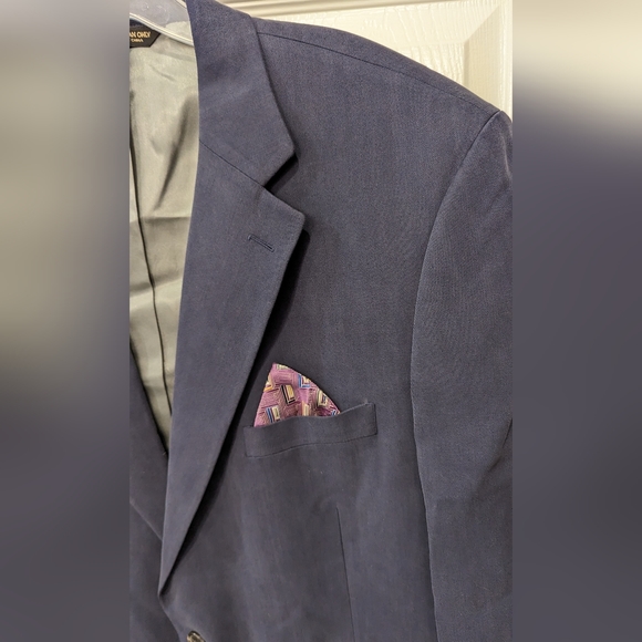 Vintage Bill Blass Blazer Sport Coat 100% silk Two Button Navy Blue Mens sz 46L - Picture 8 of 8